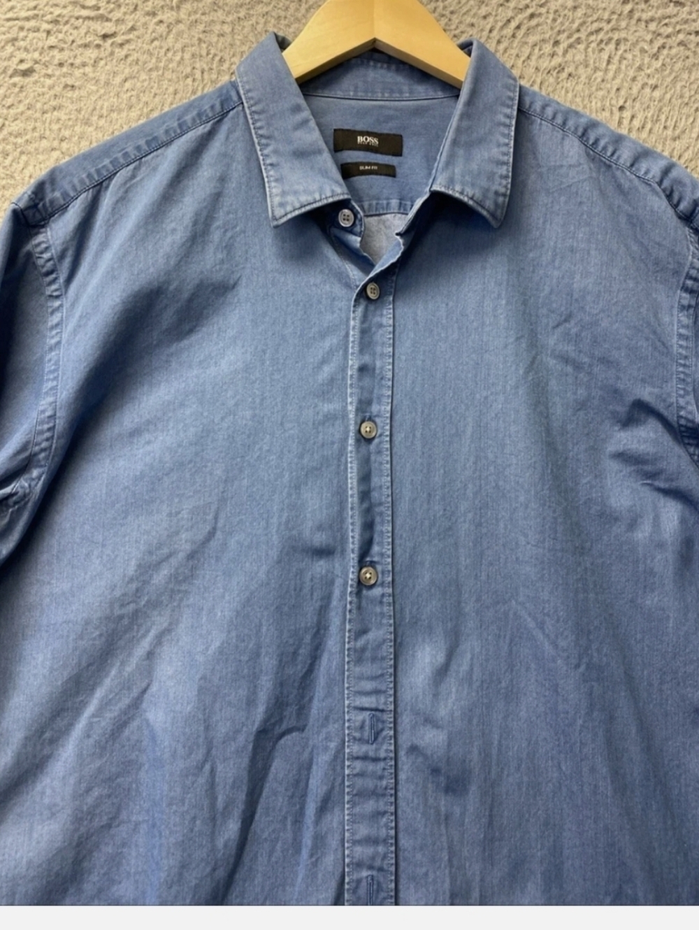 Hugo BOSS Light Blue Casual Button-Down Denim Shirt - Picture 1 of 4